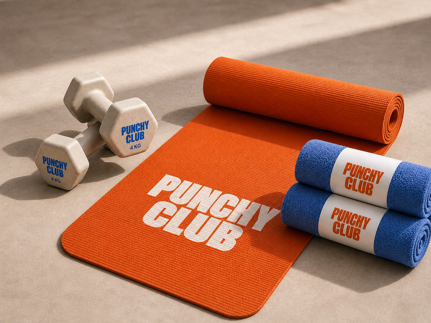 Tapis, haltères et serviettes Punchy Club, club de boxe à Aix-en-Provence